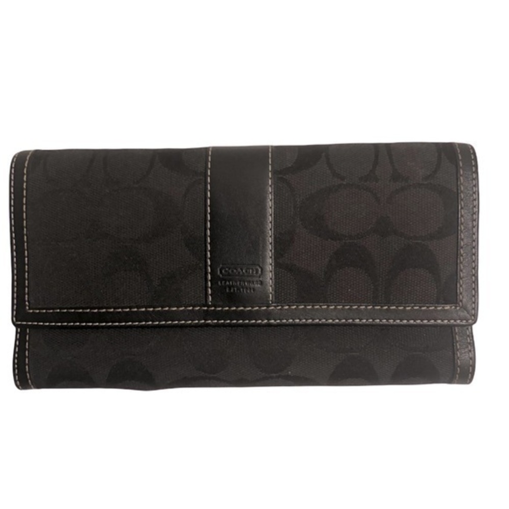 Coach signature black checkbook wallet